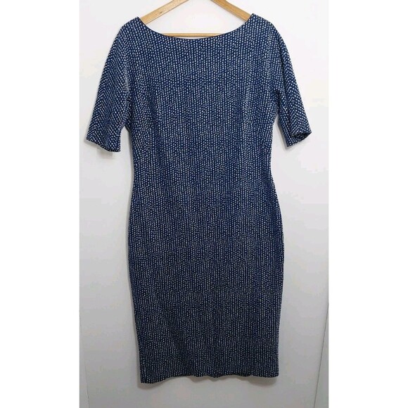 Maggie London Women's Size 14 Dress Midi Blue Half Sleeve Simple Elegant - Picture 2 of 12